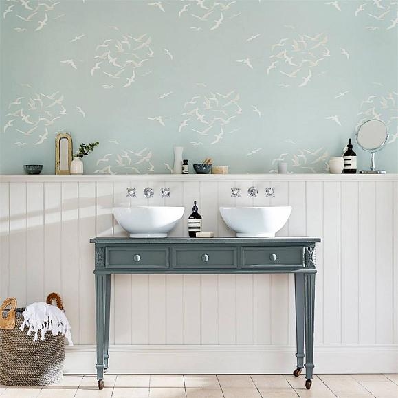 Обои Sanderson Port Isaac Larina 216580 фото в интерьере